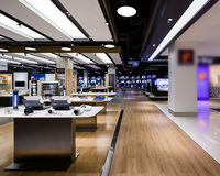 Présentoir électronique de magasin, appareil à domicile, affichage de petite zone, nom de magasins électroniques, design de disposition de magasins électroniques