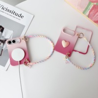 Accessoire magnétique en forme de cœur dégradé rose, adapté à l'étui de téléphone iPhone 18 Ultra, étui de téléphone tendance, sac portable Apple 18 Fold