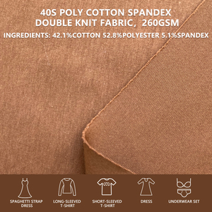 Tissu double maille en polyester, coton et élasthanne 40S, largeur 190 cm, 260 g/m², extensible dans quatre sens, pour sweats à capuche, sweat-shirts et vêtements décontractés - Product Image 2