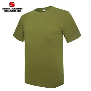 100 Cotton T Shirt CXXGZ Short Sleeves Round Neck Tactical Olive Green Men Knitted Plain Dyed Customized Logo Printing 3-4