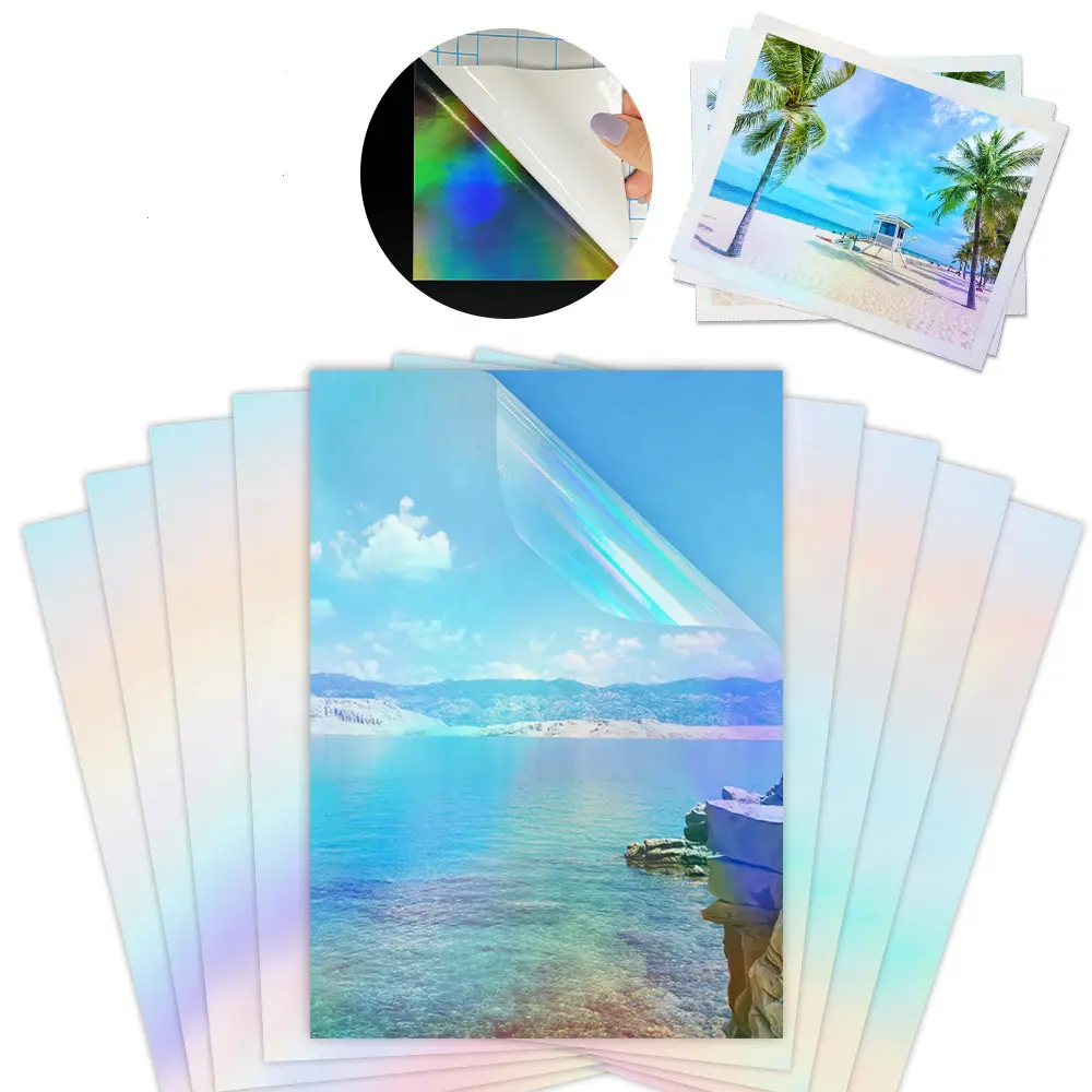 Hot Selling A4 Größe Klar Selbst klebender wasserdichter holo graphischer Overlay Holo graphischer Kaltl amini erfilm