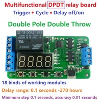 Relais temporisé numérique DPDT double canal 12V à double pôle double jet DR42A01 pour cycle/déclenchement