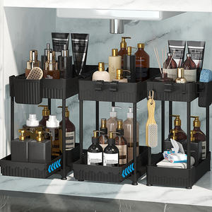 Organisateur de rangement multifonctionnel en plastique PP pour salle de bain, <span class=keywords><strong>à</strong></span> 2 niveaux, sous l'évier de cuisine, avec <span class=keywords><strong>tiroir</strong></span> <span class=keywords><strong>coulissant</strong></span> - Product Image 3