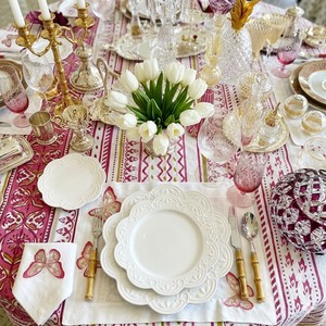 ชุดจานรองอาหารแต่งงานสีขาวลายดอกไม้หรูหรา จานเซรามิกตกแต่งลูกปัดแบบวินเทจ ชุดจานอาหารค่ำพอร์ซเลนลายนูน - Product Image 3