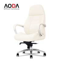 Chaise de direction en cuir véritable personnalisée avec chaise de bureau ergonomique certifiée BIFMA avec base en alliage d'aluminium, chaise de patron
