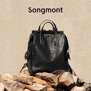 Songmont Leather <b>Backpack</b> 16 Inch <b>Laptop</b> Bag Unisex Casual Travel <b>Backpack</b> Solid Color Composite Cowhide - Product Image 2