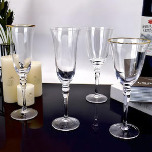 Ensemble de verres à vin en cristal à bord doré de luxe, flûte à champagne de mariage, gobelet à eau, pied en boule, vaisselle pour banquet, hôtel - Product Image 2