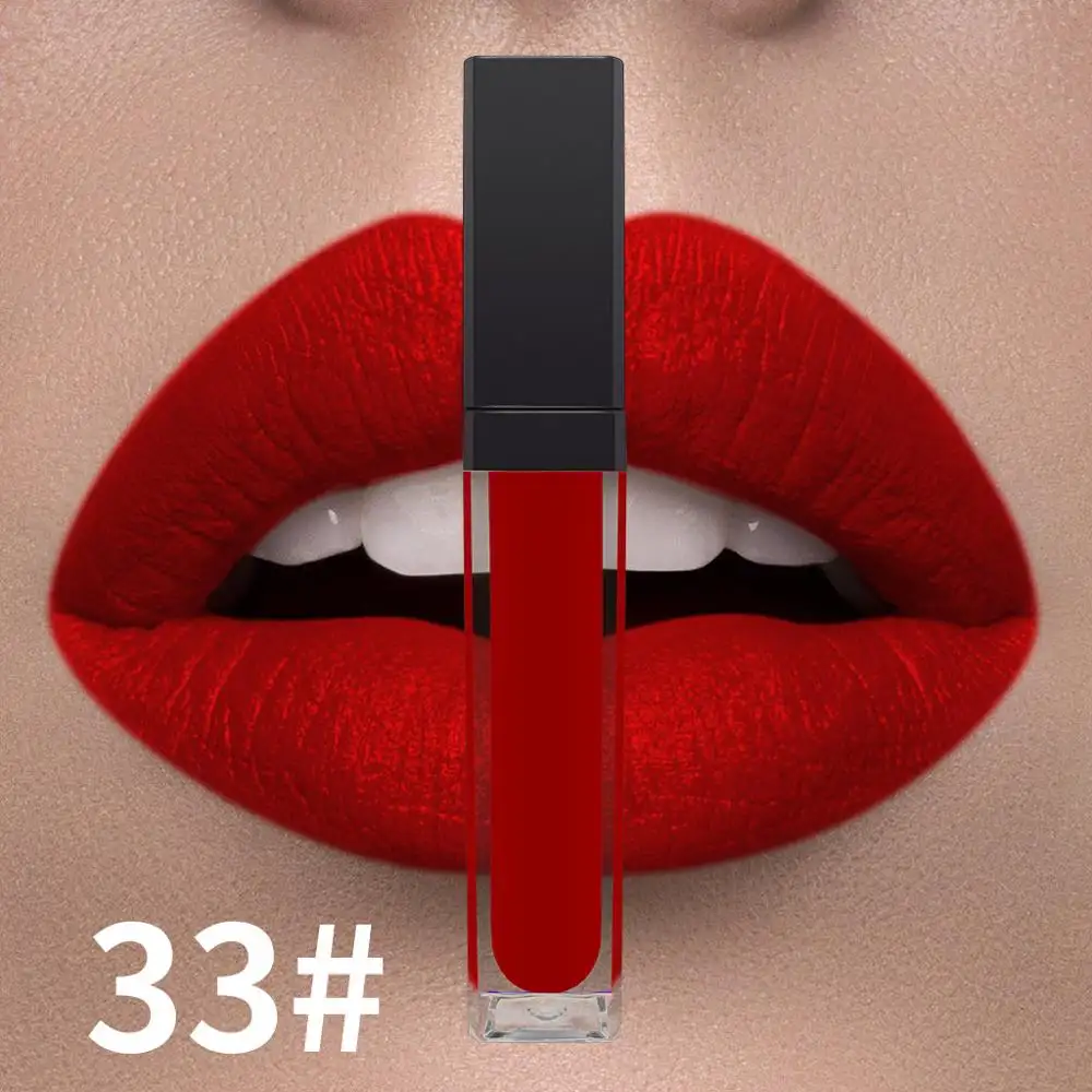 Groothandel Bloedrode Kleur Vloeibare Lippenstift Veganistisch Matte Hoge Gepigmenteerde Lippenstift Zwart Pakket Custom Logo Lipgloss Cosmetica