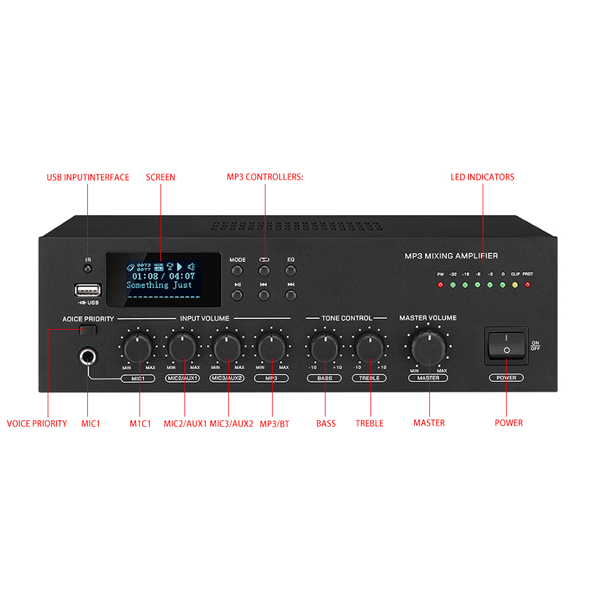 Customization 6CH Professional Aluminium Amplifier with MP3 Support
