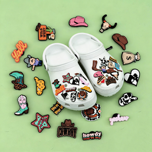 Aksesoris Sepatu PVC Koboi Barat Campuran, Topi Koboi & Sepatu Bot Wild West, Hiasan Sepatu, Logo Kustom - Product Image 1