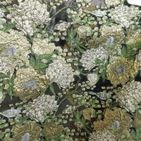 Tissu d'organza jacquard vintage chinois à motifs floraux et d'oiseaux en fil d'or royal |   Broderie ajourée textile pour Hanfu et robes