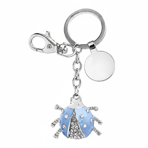 Portachiavi Coccinella Azzurra con Strass e Catena Argentata per Donne e Ragazze - Product Image 2