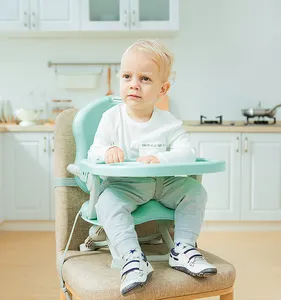 식탁 용 휴대용 베이비 부스터 시트 가정용, 여행 및 캠핑용 트레이가있는 접이식 유아 부스터 의자