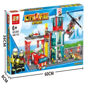 ZHBO 6641 City fire department head quarters branch educational toys building blocks for guangdong toys