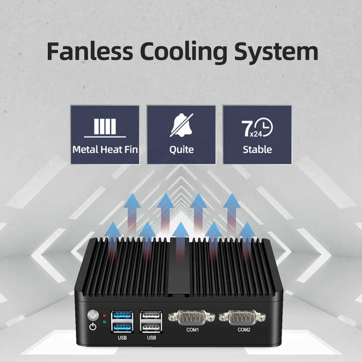 2 Ethernet Mini Pc - XCY Fanless Desktop with Dual RS232