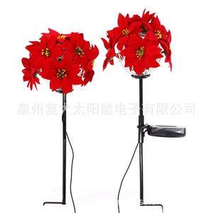 Luces Solares de Jardín con Forma de Flor de Poinsettia, Lámpara de Estaca LED para Exteriores con Panel Solar, Resistente al Agua, para Decoración de Jardín - Product Image 1