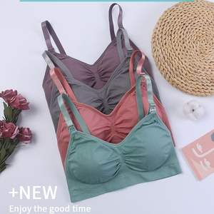 Confortable séchage rapide croix dos extensible sans couture soutien-gorge de sport pour femmes fille <span class=keywords><strong>Yoga</strong></span> soutien-gorge réglable licou cou mignon impression séchage rapide - Product Image 5