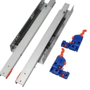 Riel deslizante contemporáneo de tres secciones con amortiguación oculta, cierre suave, acero laminado en frío, extensión de 3 pliegues para sala de estar - Product Image 1