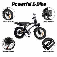 Vélo Électrique Tout-Terrain Urbain 48V Lithium 1000W Démarrage Sans Clé Pneus Élargis Amortisseurs Ultra-Souples à Roue Arrière 7 Vitesses