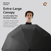 Parapluie compact classique pour adultes, poignée à boucle en plastique, ouverture entièrement automatique, diamètre 125 cm, résistant au vent 10 m/s, hydrofuge 800 mm