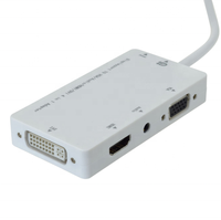 Thunderbolt Port Mini 1080P, Kabel Adaptor Konverter DP 4 Dalam 1 HUB Ke HDMI VGA DVI Audio Micro USB