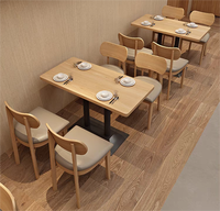 Combinaison Table et Chaises Personnalisée pour Restaurant de Nouilles, Style Japonais Simple, Snack Bar Commercial, Table en Contreplaqué, Banquette en Cuir et Bois