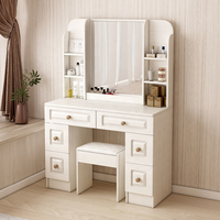 Table de toilette moderne pour chambre à coucher et appartement, avec tiroirs et miroir éclairé, en bois massif, organisateur de rangement modulaire, vente en gros OEM ODM