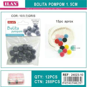 Iln <b>Wool</b> Pompom 1.5 Cm Gray <b>Craft</b> Decorations - Product Image 1