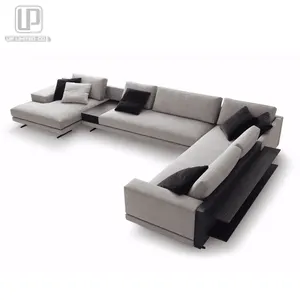 Muebles modernos de lujo para sala de estar, tapizados en Tela Gris claro con forma de L, estilo italiano, gran oferta