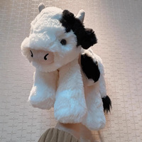 Jellcatt UK Peluche Vache Mignonne Smudge, Douce et Moelleuse, Noire et Blanche