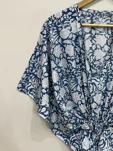 Caftán Corto de Seda Pura, Talla Única, Holgado y Cómodo para Cualquier Talla, Aproximadamente 47 Pulgadas, Proveedor de la India - Product Image 3