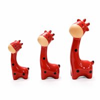Ensemble de 3 figurines de girafes en céramique rouge, style bohème, finition brillante, décorations de table minimalistes et mignonnes pour le salon