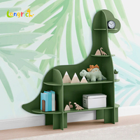 Bibliothèque Montessori dinosaure vert pour enfants Construction en bois massif Conception sûre et stable