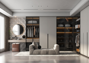 Armoire et mobilier de chambre à coucher sur mesure en bois massif de luxe, durable et moderne avec portes en verre - Product Image 5