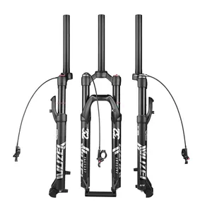 Wuzei garfo de bicicleta mtb, garfo de suspensão para bike de 26/27, 5/29 polegadas, suspensão e óleo de ar, ombro/fio, controle de bicicleta de montanha, ajustar garfos de freio de bicicleta