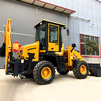 Kleiner Mini TLB-Baggerlader-Traktor mit Frontlader und Heckbagger