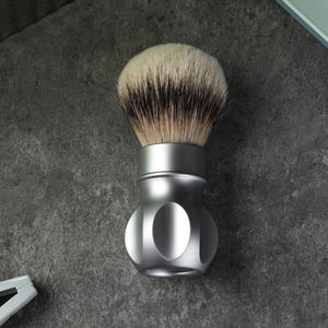 Pennello da Barba Yaqi <span class=keywords><strong>Gemini</strong></span> 24mm con Manico in Metallo Cromato Opaco e Setole di Tasso Argentato per Uomo - Product Image 4