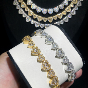 Nuovo arrivato di lusso di alta qualità scintillante <span class=keywords><strong>gioielli</strong></span> da donna ghiacciati Bling CZ grande piccolo cuore collana Tennis - Product Image 3