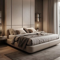 Lit tatami avec rangement en MDF, design moderne, ensemble chambre à coucher King Size avec tiroir, lit double en bois simple