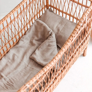 Bộ 3 Bộ Ga Giường Vải Lanh 100% Kiểu Pháp Cho Bé Tập Đi Bộ Ga Giường Cũi Màu Be - Product Image 5