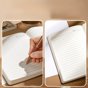 Cuaderno plegable minimalista de hilo de cuero suave con líneas horizontales frescas Cuaderno diario de estudiante de núcleo interno A5 - Product Image 4