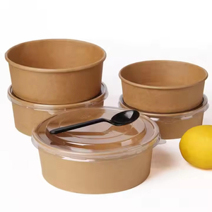 Biodegradable Food Grade Disposable Large Paper Food <b>Containers</b> Lids Round Bowl Paper For Cake Hamburger Salad Snack Storage - Product Image 2