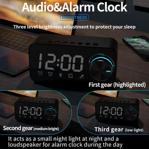 Réveil multifonctionnel Haut-parleur BT sans fil Veilleuse Home Desk Table Speakers With LED Digital Display FM Radio - Product Image 2