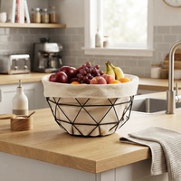 Panier de rangement pour fruits en métal, panier à pain en fil métallique avec doublure en coton pour la maison, le restaurant, le buffet, fabriqué par une usine OEM
