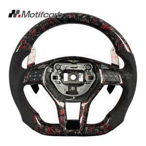 Volant personnalisé en fibre de carbone forgée rouge pour Mercedes-Benz W204 W212 Classe C Classe E SL C63 E63 GLA CLA AMG 2011-2015 - Product Image 1
