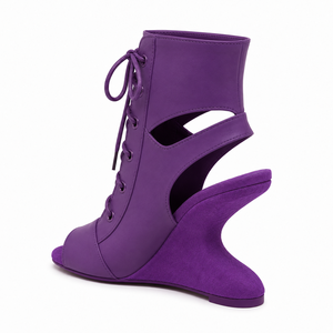 <span class=keywords><strong>Sandali</strong></span> con zeppa viola da donna all'ingrosso, con tacco alto e punta aperta, allacciati alla caviglia - Product Image 2