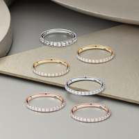 Anneau segmenté articulé en titane G23 de qualité implantable avec zircon, pour piercing de nez, septum, cartilage, bijoux de corps en titane tendance pour femmes et hommes