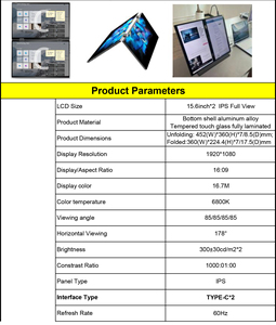 איכות גבוהה 15.6 אינץ 2k 4k oled Qled מורחב מסך מגע חיצוני צגים ניידים ניידים צג משולש צג נייד - Product Image 2