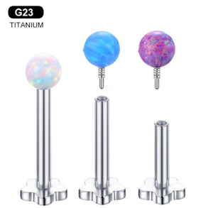 Getta G23 टाइटेनियम ओपल बॉल हाइपोएलर्जेनिक पंक्चर गहने के लिए आंतरिक धागे फ्लैट बैक लिप नाखून - Product Image 2