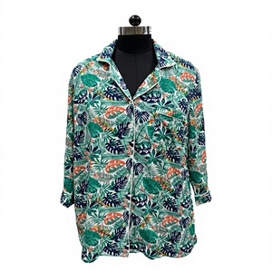 Camisa de Manga Larga para Mujer, Estampado Floral Simple, Cierre de Botones, Corte Regular, Informal, Primavera Verano, Blusa de Popelina, Estampado de Plantas de Longitud Completa - Product Image 1